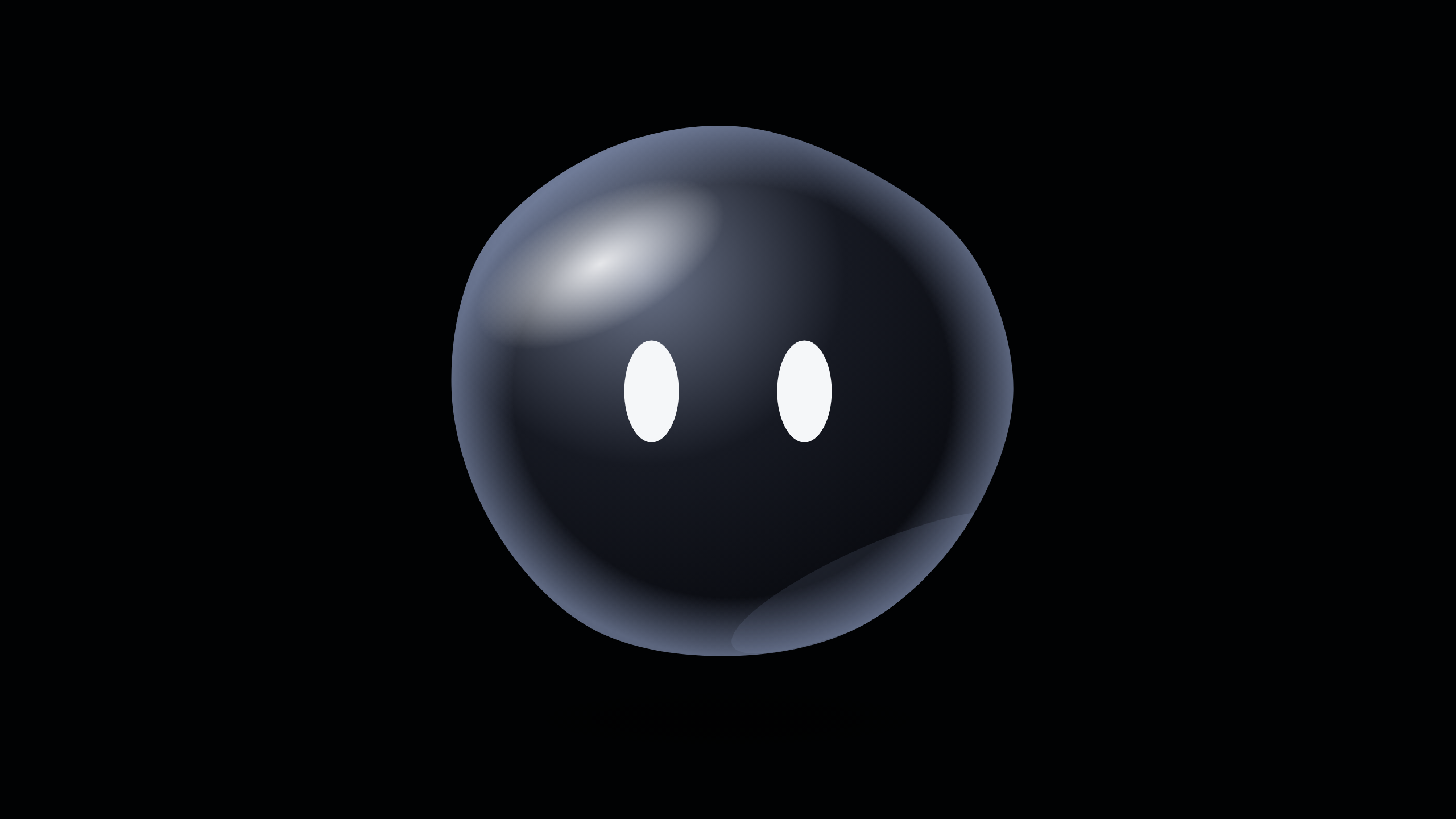 Ein glänzender dunkler Blob mit zwei Augen, eine Illustration eines Agenten